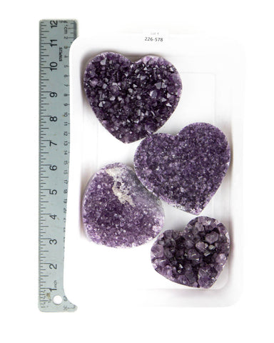 Amethyst Druzy Hearts - 4 pcs (#226578)