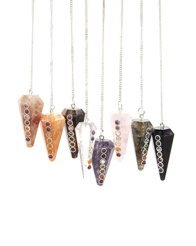 Chakra (Inlaid) Faceted Pendulum