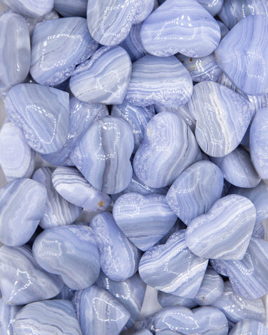 Blue Lace Agate Hearts (150g lot)