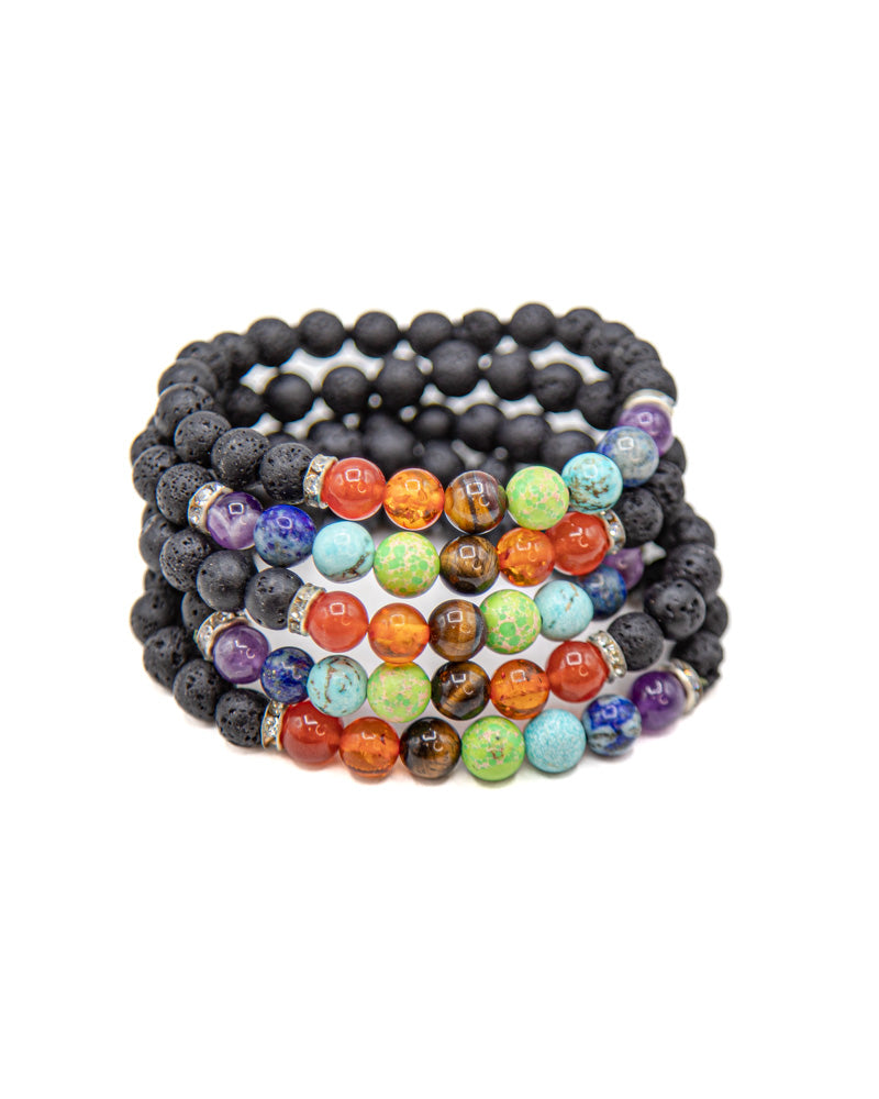 Chakra Lava Bracelet - 8mm