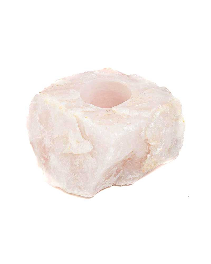 Rough Rose Quartz Candleholder