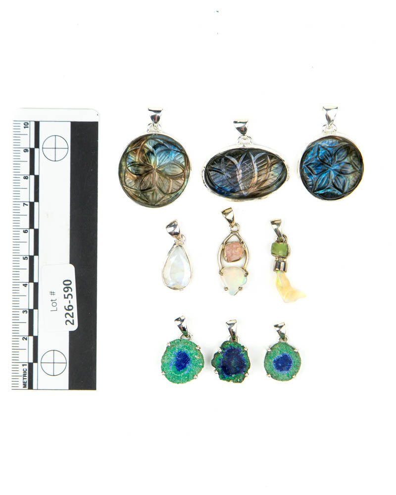 Assorted Sterling Pendants - 9 pcs (#226590)