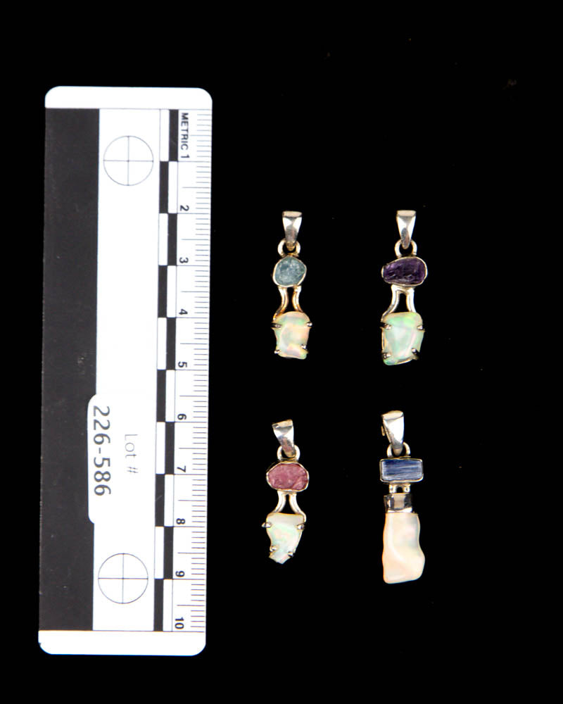 Ethiopian Opal Sterling Pendants - 4 pcs (#226586)