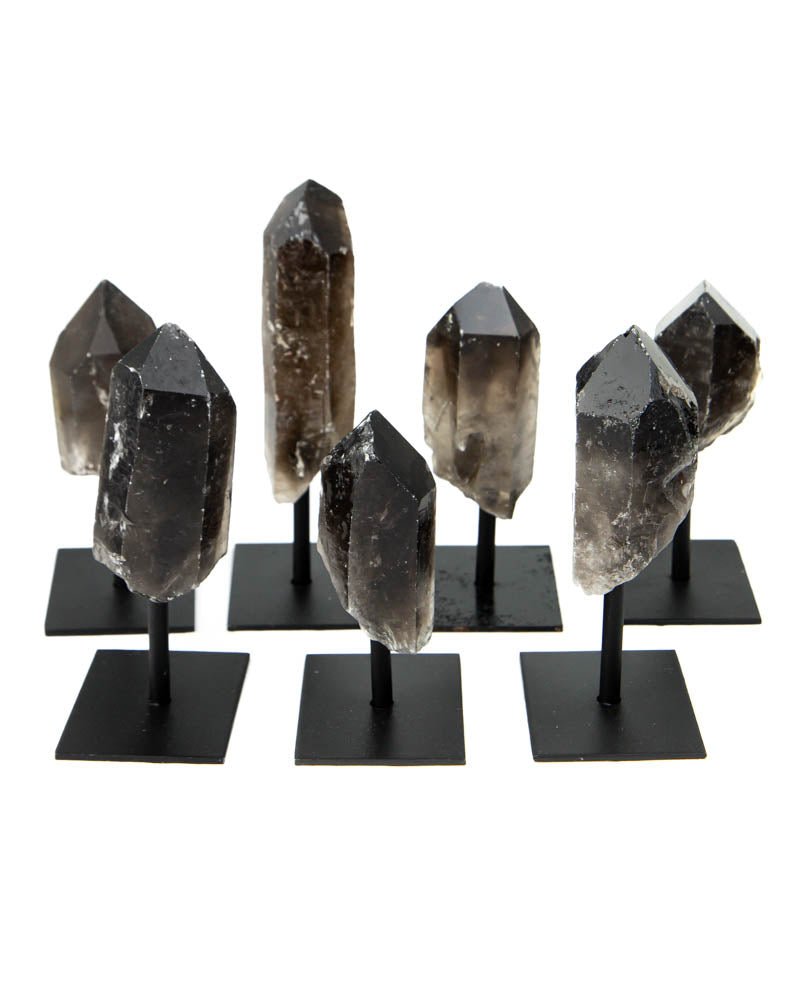Smoky Quartz Points on Metal Base