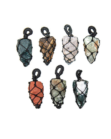 Thread Wrapped Rough Stone Pendant (Assorted)