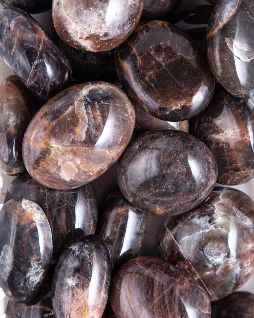 Black Moonstone Palm Stones