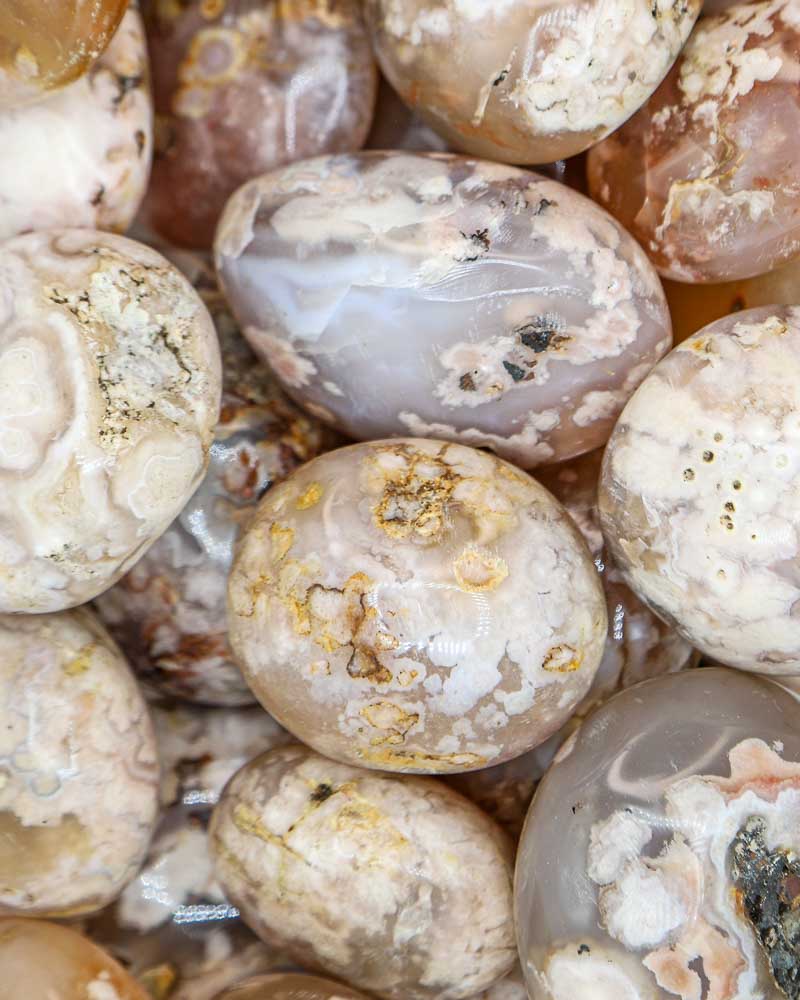 Flower Agate Palm Stones