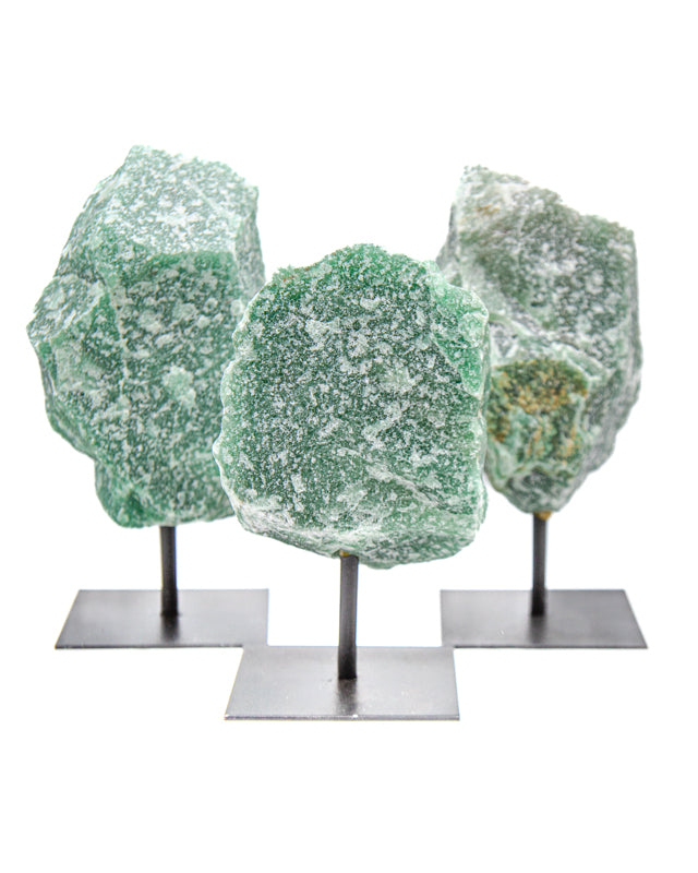 Rough Green Quartz on Metal Base