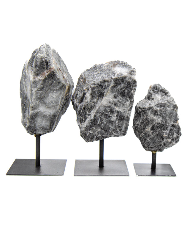 Rough Grey Quartz on Metal Base