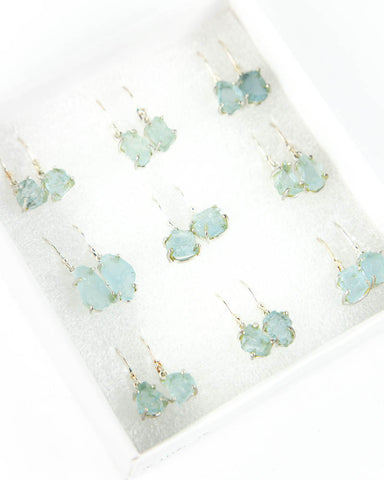 Sterling Silver Earrings - Rough Aquamarine