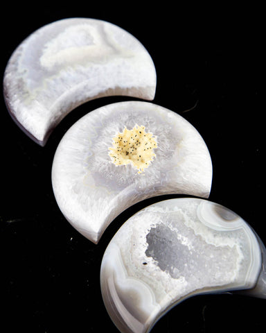 Polished Agate Druzy Moons - 3 pcs (#255807)