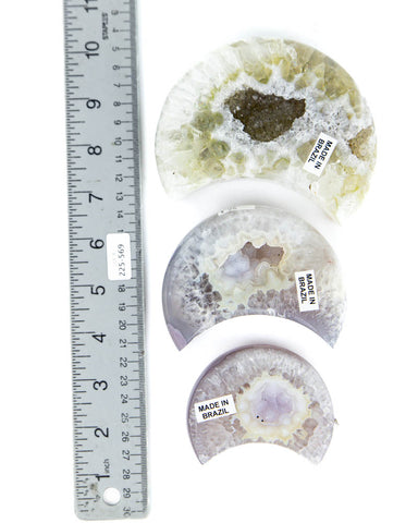 Agate Druzy Moons - 3 pcs (#225569)