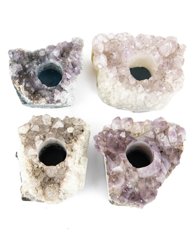 Amethyst Druzy Candle Holders - 4 pcs (#226029)