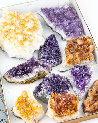 Amethyst and Citrine Druzy  - 10 pcs (#225781)