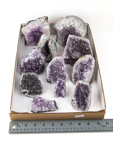 Unpolished Amethyst Druzy Cut Base - 11 pcs (#225678)