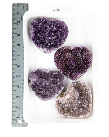 Amethyst Druzy Hearts - 4 pcs (#226575)