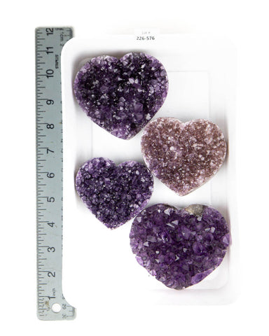 Amethyst Druzy Hearts - 4 pcs (#226576)