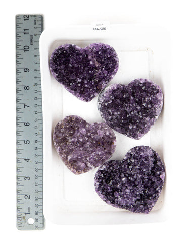 Amethyst Druzy Hearts - 4 pcs (#226580)