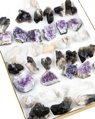 Quartz/Smoky Quartz/Amethyst Druzy Flat  - 46 pcs (#225959)