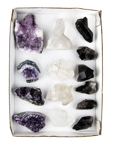 Quartz/Smoky Quartz/Amethyst Druzy Flat - 14 pcs (#225960)