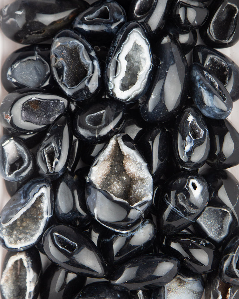 Black Agate Druzy Eggs (1 lb lot)