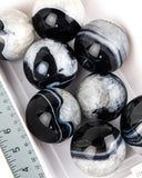 Black Agate Spheres - 8 pcs (#226112)