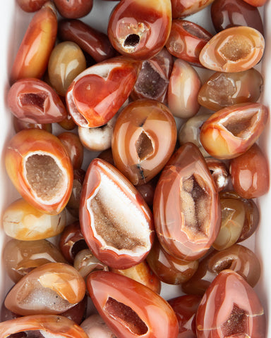 Carnelian Agate Druzy Eggs (1 lb lot)