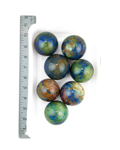 Chrysocolla Azurite Spheres - 7 pcs (#226292)