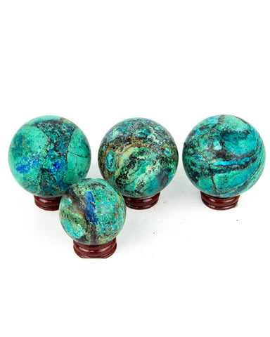 Chrysocolla Spheres - 4 pcs (#226129)