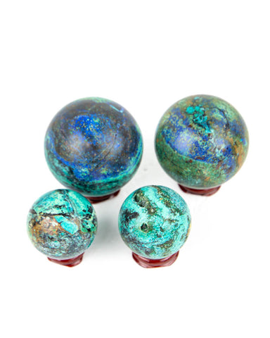 Chrysocolla Spheres - 4 pcs (#226130)