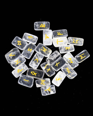 Clear Quartz Flat Runes Set