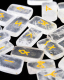 Clear Quartz Flat Runes Set