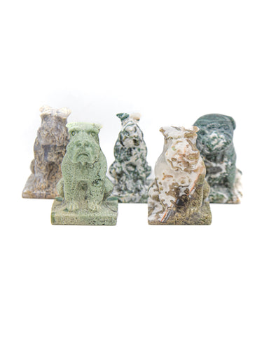 Dog Carving Carving (Moss Agate)