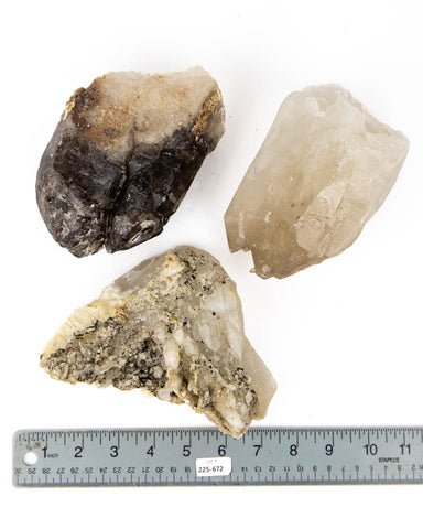 Smoky/Elestial Quartz Specimens - 3 pcs (#225672)