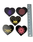 Etched Obsidian Hearts - 5 pcs (#226650)