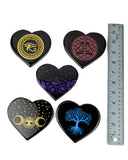 Etched Obsidian Hearts - 5 pcs (#226651)