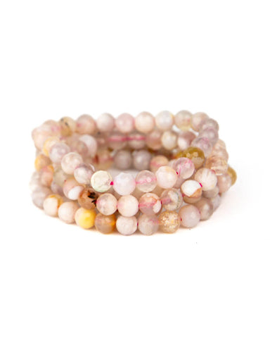 Faceted 8mm Bracelet - Flower Agate