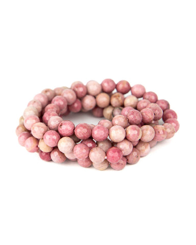 Faceted 8mm Bracelet - Rhodonite