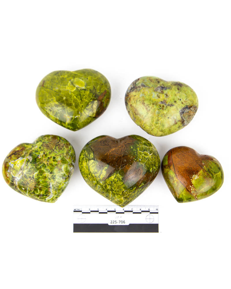 Green Opal Hearts - 5 pcs (#225706)