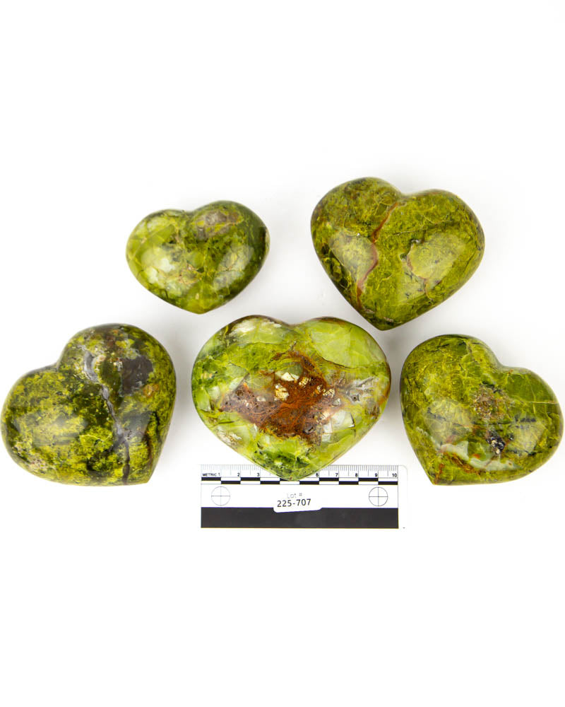 Green Opal Hearts - 5 pcs (#225707)