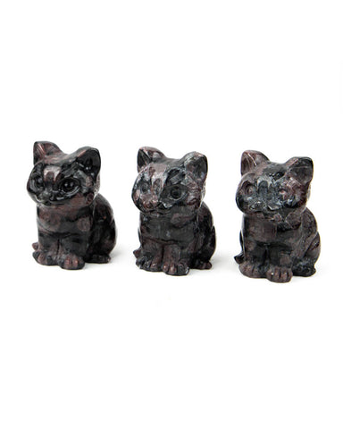 Large Garnet Cat Carving