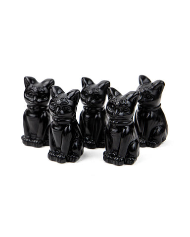 Large Obsidian Cat Carving