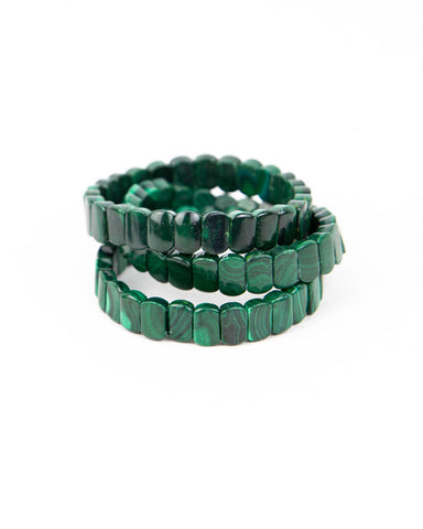 Flat Beaded Bracelet - Malachite