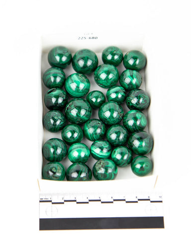 Malachite Mini Spheres - 28 pcs (#225680)