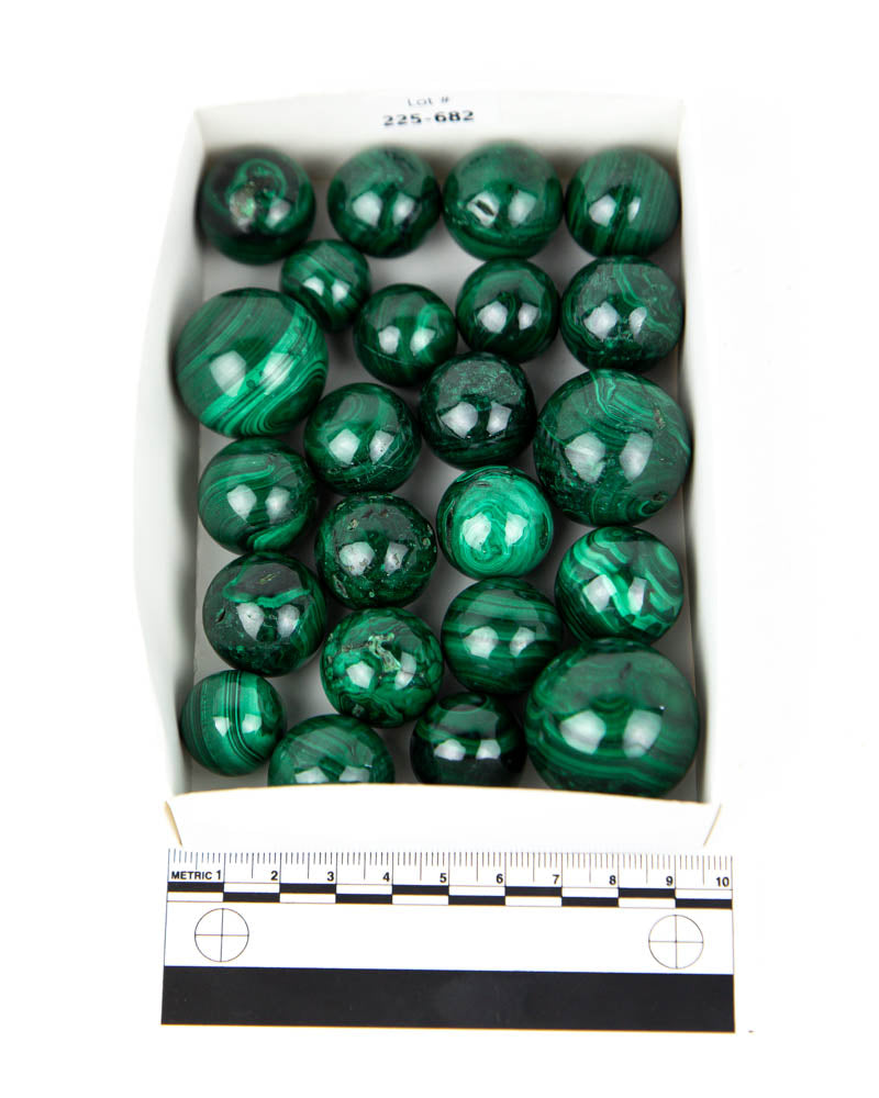 Malachite Mini Spheres - 22 pcs (#225682)