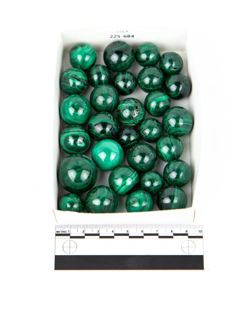 Malachite Mini Spheres - 29 pcs (#225684)