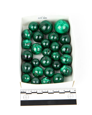 Malachite Mini Spheres - 27 pcs (#225685)