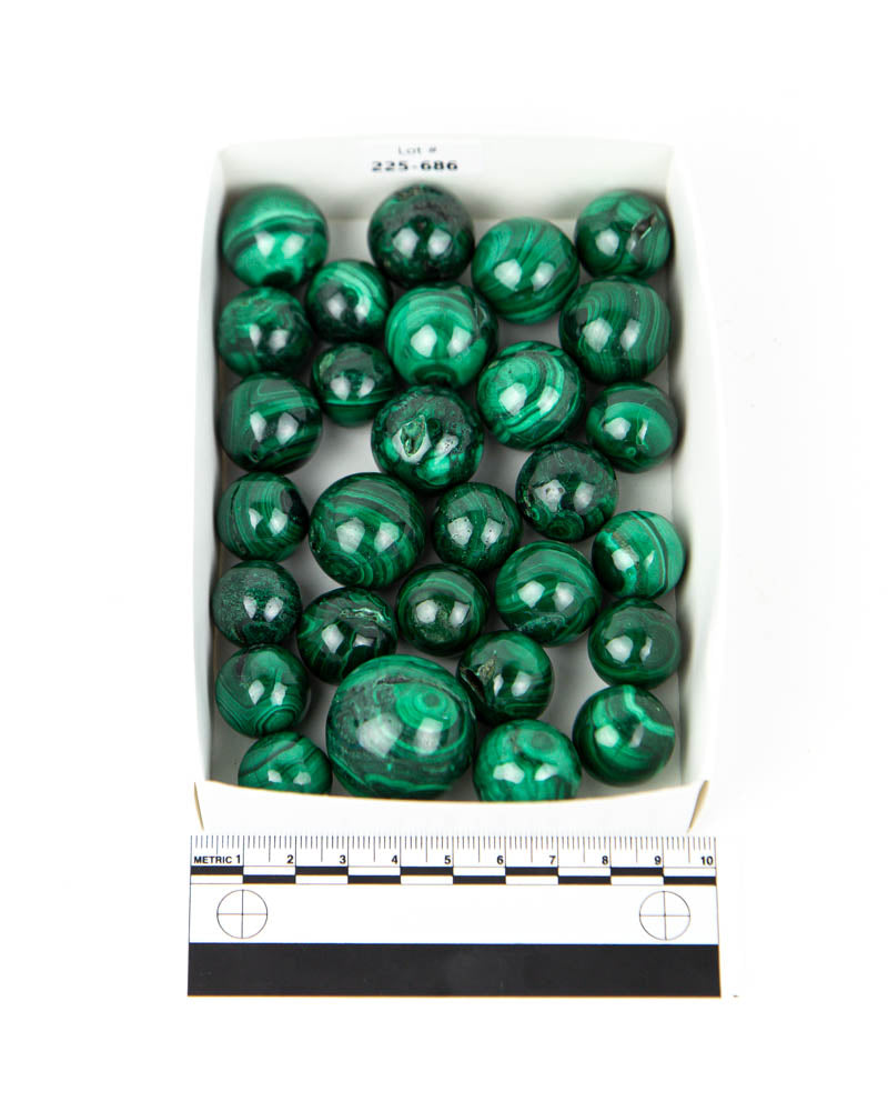 Malachite Mini Spheres - 29 pcs (#225686)