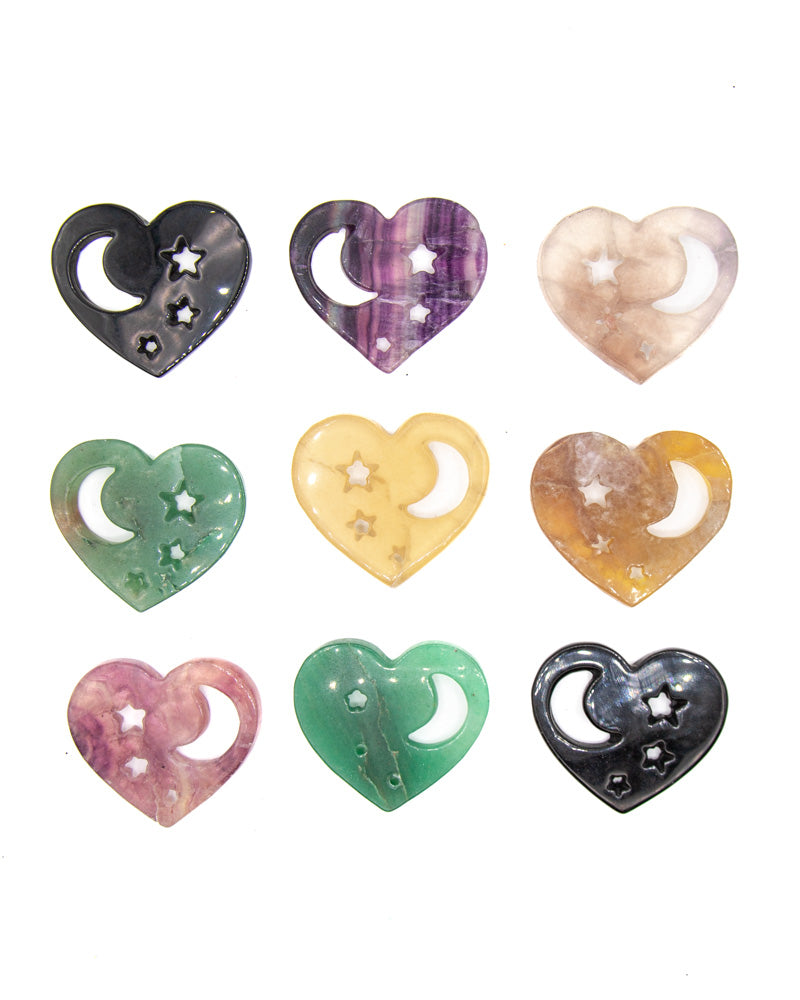 Heart w/ Moon & Star Carving (Assorted)
