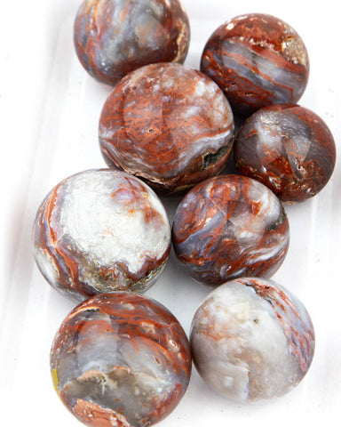 Red Agate Spheres - 8 pcs (#226416)